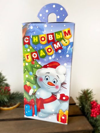 Коробка новогодняя подарочная Новогодний хоровод, 95х95х197 (+45) мм — изображение 3